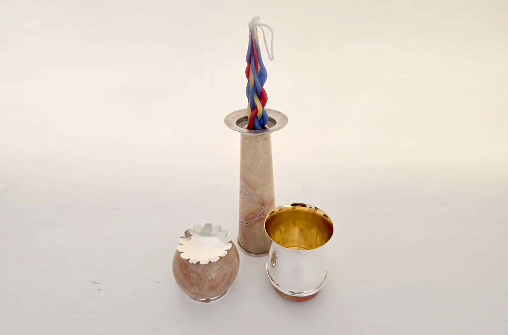 Jerusalem Stone Havdalah Set – Natural Stone Judaica with Kiddush