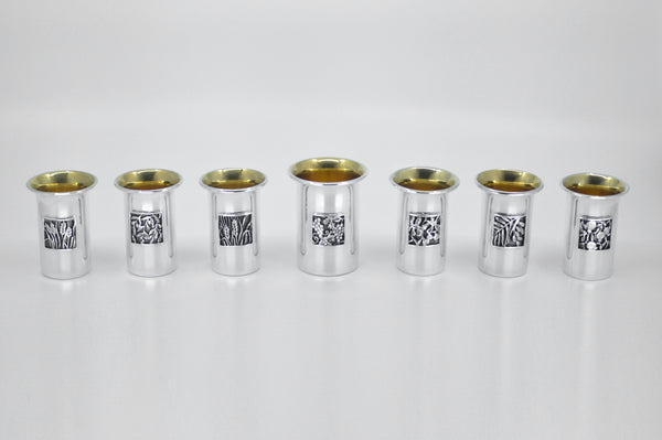 ISRAEL 7 SPECIES KIDDUSH CUP SET by Itzhak Luvaton