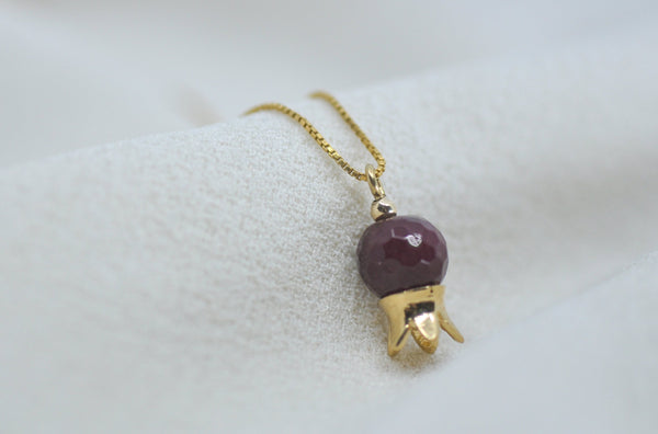 POMEGRANATE & RED JADE STONE NECKLACE