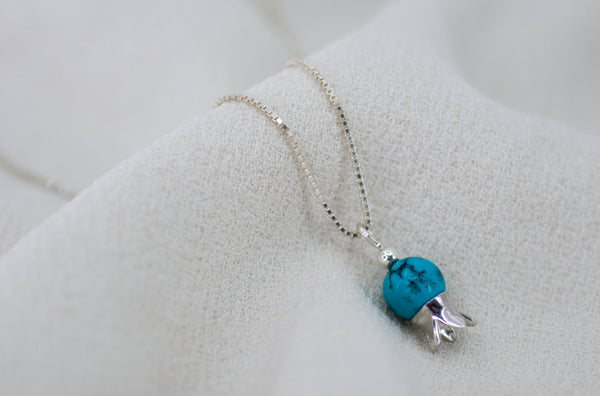 POMEGRANATE & TURQUOISE HOWLITE STONE NECKLACE by Itzhak Luvaton