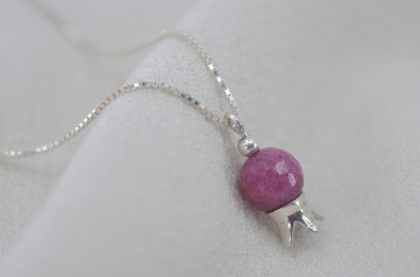 ‏‏POMEGRANATE & PINK JADE STONE NECKLACE