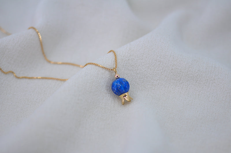 ‏‏POMEGRANATE & SHAPED BLUE LAPIS LAZULI STONE NECKLACE