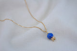 ‏‏POMEGRANATE & SHAPED BLUE LAPIS LAZULI STONE NECKLACE