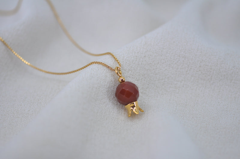 ‏‏POMEGRANATE & RED CARNELIAN STONE NECKLACE