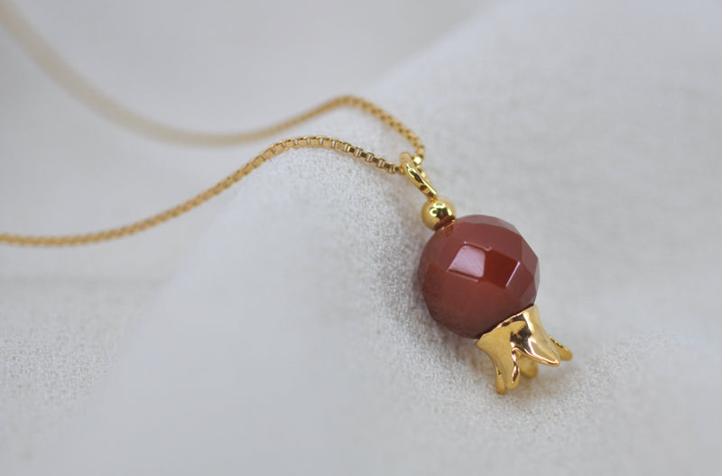 ‏‏POMEGRANATE & RED CARNELIAN STONE NECKLACE