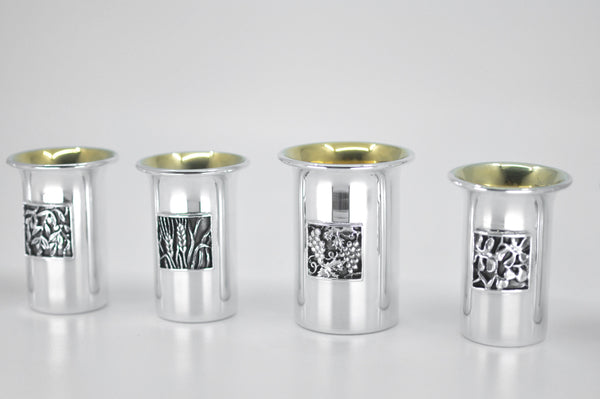 ISRAEL 7 SPECIES KIDDUSH CUP SET by Itzhak Luvaton