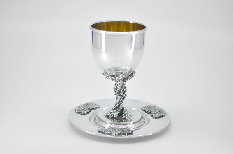 GRAPES GOBLET KIDDUSH CUP & PLATE made by Luvaton Itzhak