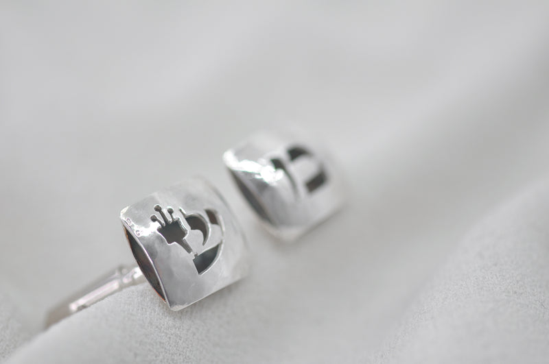 Hebrew LETTER GEO CUFFLINKS by Itzhak Luvaton