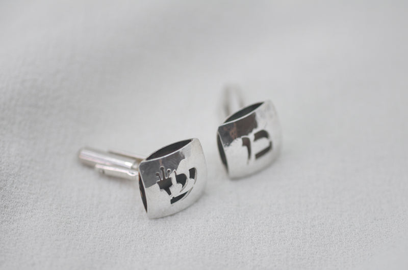 Hebrew LETTER GEO CUFFLINKS by Itzhak Luvaton