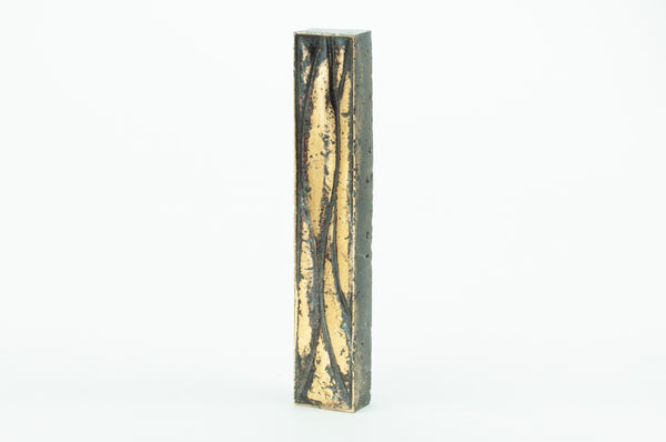 PATINA MEZUZAH WITH GOLD LEAVES GILDING