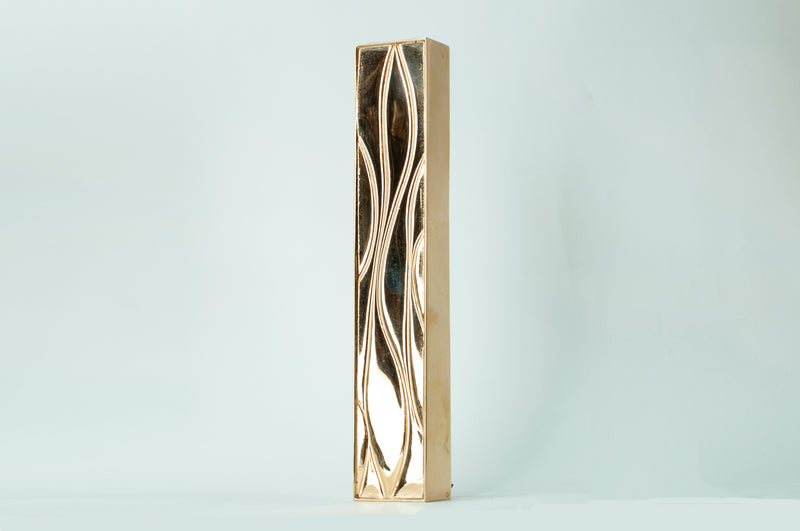 SCULPTURED MEZUZAH - GOLD PLATED WINDING LINES