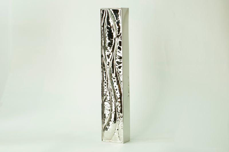 SCULPTURED MEZUZAH - RHODIUM PLATED WINDING LINES