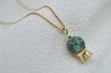 ‏‏POMEGRANATE & AFRICAN TURQUOISE STONE NECKLACE