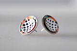 Double Circle Post Earrings - Multicolor and Dots