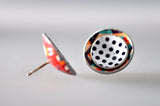 Double Circle Post Earrings - Multicolor and Dots