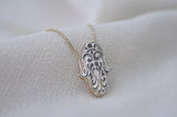 LARGE ENGRAVED DOUBLE HAMSA NECKLACE by Itzhak Luvaton