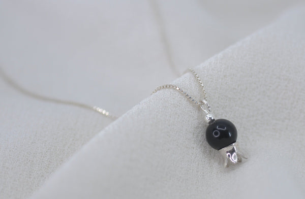 POMEGRANATE & BLACK ONYX STONE NECKLACE by Itzhak Luvaton