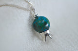 ‏‏POMEGRANATE & CHRYSOCOLLA STONE NECKLACE