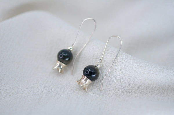 ‏‏POMEGRANATE & BLACK ONYX STONE EARRINGS