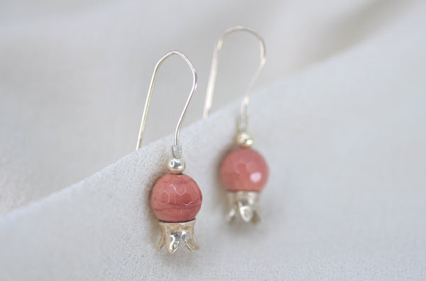 ‏‏POMEGRANATE & PINK JADE STONE EARRINGS