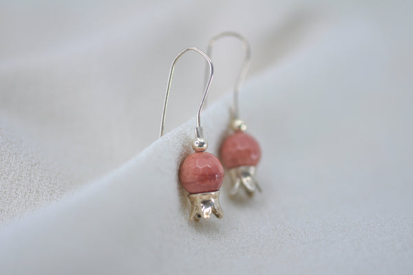 ‏‏POMEGRANATE & PINK JADE STONE EARRINGS