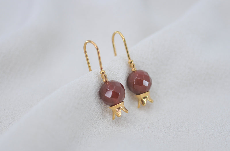 POMEGRANATE & RED CARNELIAN STONE EARRINGS by Itzhak Luvaton