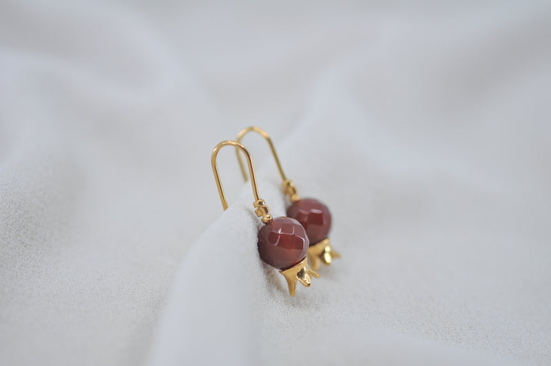 POMEGRANATE & RED CARNELIAN STONE EARRINGS by Itzhak Luvaton