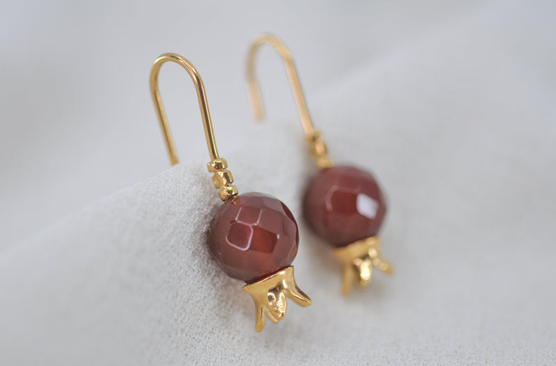 POMEGRANATE & RED CARNELIAN STONE EARRINGS by Itzhak Luvaton