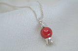 ‏‏POMEGRANATE & RED CORAL STONE NECKLACE