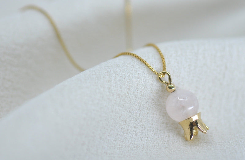 ‏‏POMEGRANATE & ROSE QUARTZ STONE NECKLACE