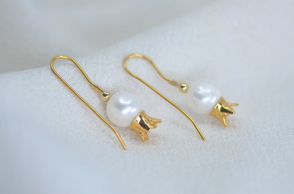 POMEGRANATE & WHITE PEARL EARRINGS by Itzhak Luvaton