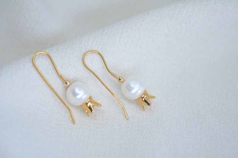 POMEGRANATE & WHITE PEARL EARRINGS by Itzhak Luvaton