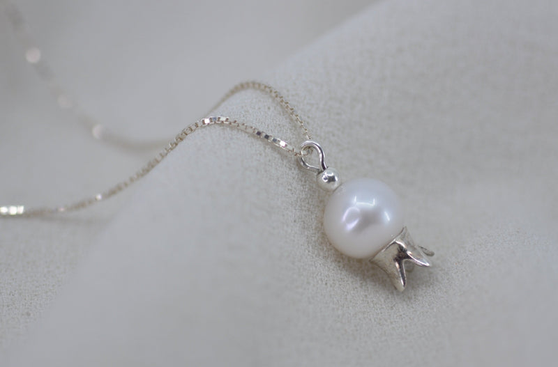 POMEGRANATE & WHITE PEARL STONE NECKLACE by Itzhak Luvaton