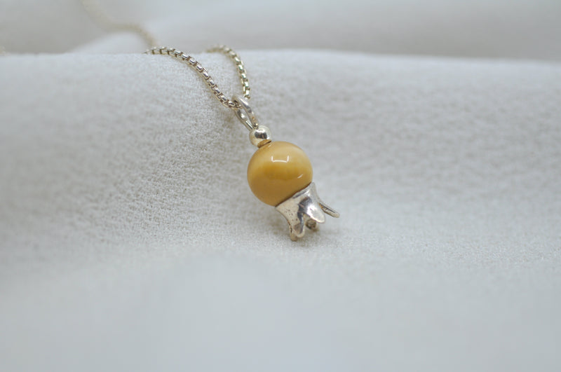 ‏‏POMEGRANATE & YELLOW MOOKAITE STONE NECKLACE