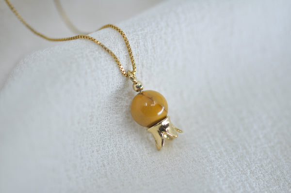 ‏‏POMEGRANATE & YELLOW MOOKAITE STONE NECKLACE